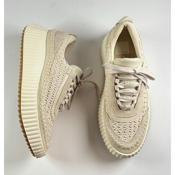 Dolce Vita Dolen Womens Shoes Beige Knit Sneakers Chunky Low Top Fashion US 7.5 - Picture 3 of 7